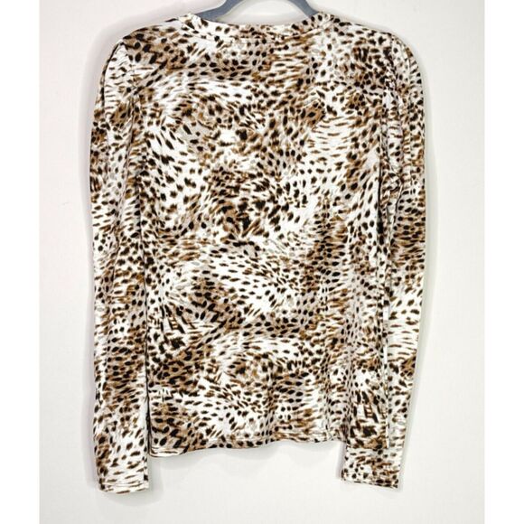 LOFT 2022 Cheetah Leopard Animal Print Puff Long Sleeve Top Women's Size Small - Picture 2 of 9